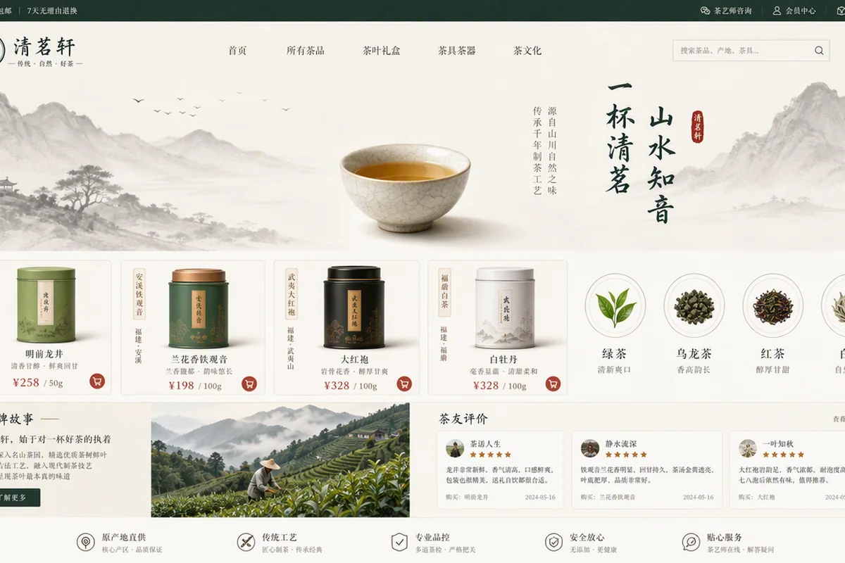 茶叶品牌电商首页 的原创主题效果图