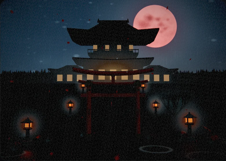 月夜古寺场景 的效果示例图
